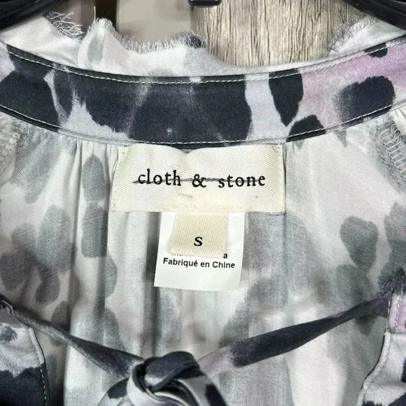 Cloth & Stone Midi Dress Animal Print Long Sleeves Ecovero Sz S - Picture 3 of 10